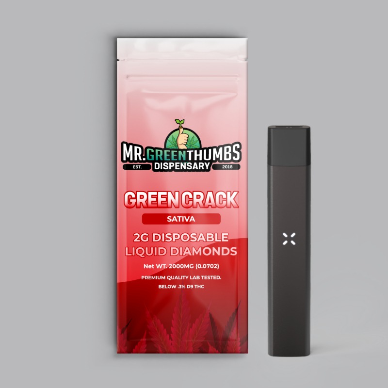 Green Crack 2g Disposable Liquid Diamonds Sativa High Potency